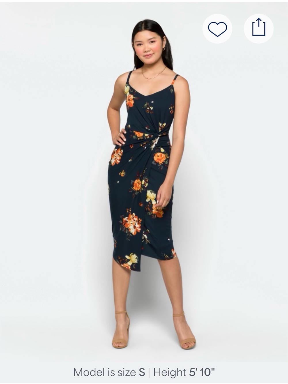 nine britton Navy Floral Twist-Waist Midi Dress